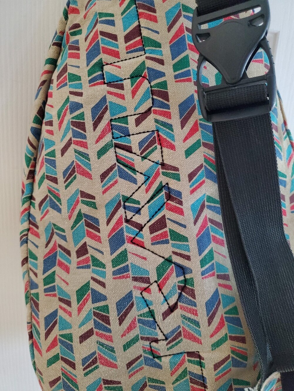 Kavu Rope Shoulder Sling Bag Limited Edition Aztec Geometric Turquoise Boho - Picture 10 of 12